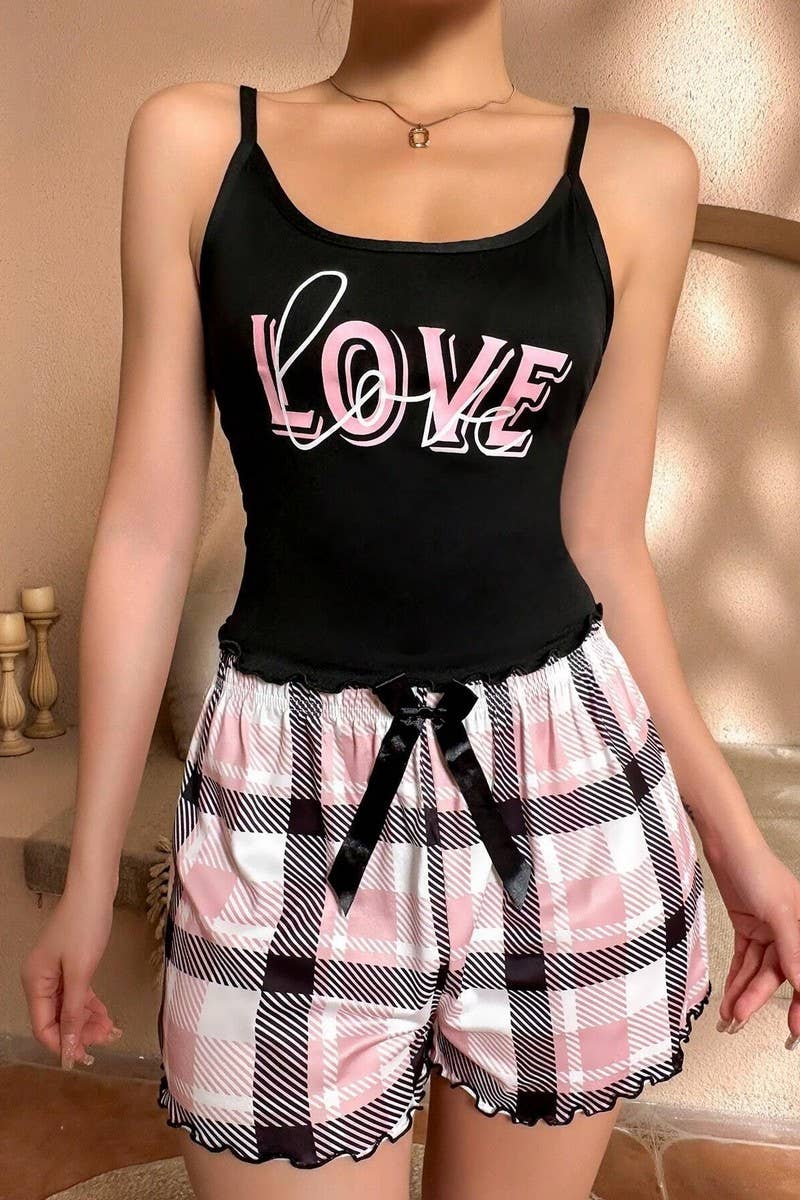 CWSPJ00481_PRINTED MILK SILK CAMI AND SHORTS LOUNGEWEAR