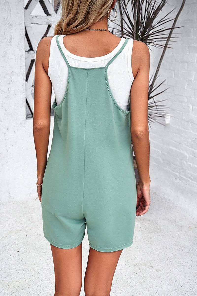 CWSR0084_Spaghetti Strap Pocket Detailed Romper