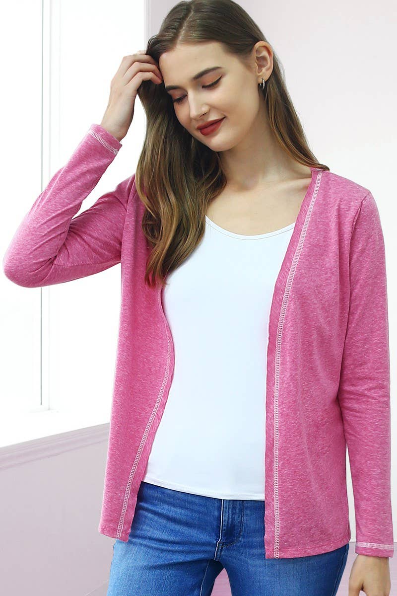 CWOCAL542_SOFT COLOR CONTRAST OVERLOCK KNIT CARDIGAN