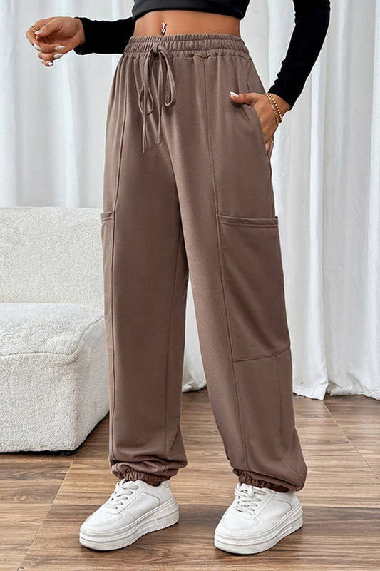 CWBLP1064_SOLID COLOR POCKET ELASTIC CUFF SWEATPANTS