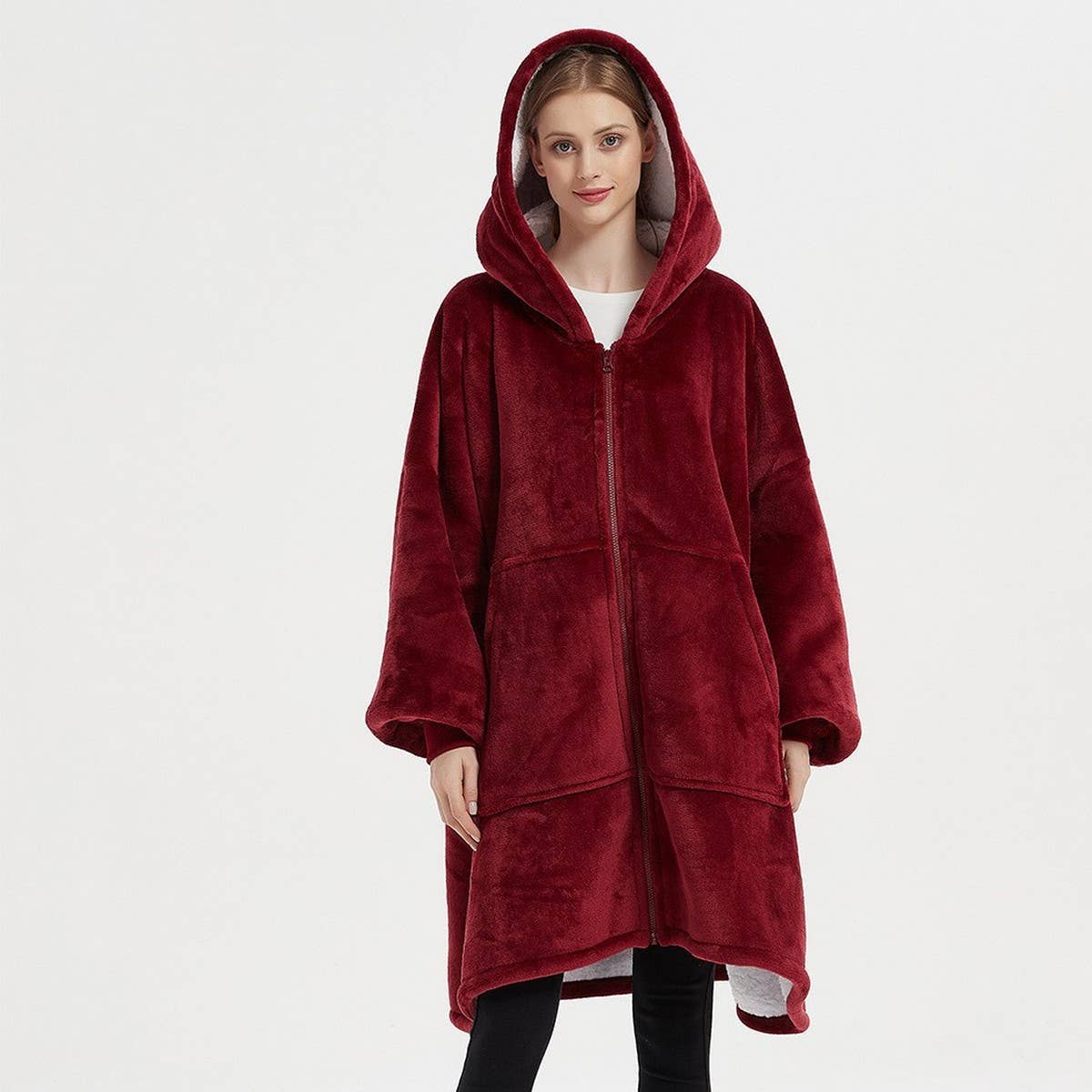 Couple¡¯s Wearable Hoodie Blanket Zip-Up Sweatshirt