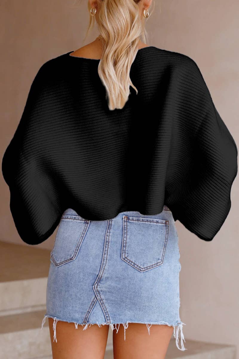 CWTTL1072 Oversized Long Sleeve Crew Neck Pullover Sweater