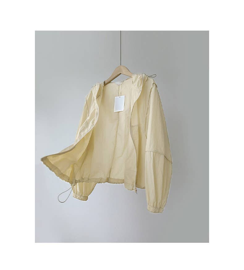 Breathable drawstring hooded sunscreen coat