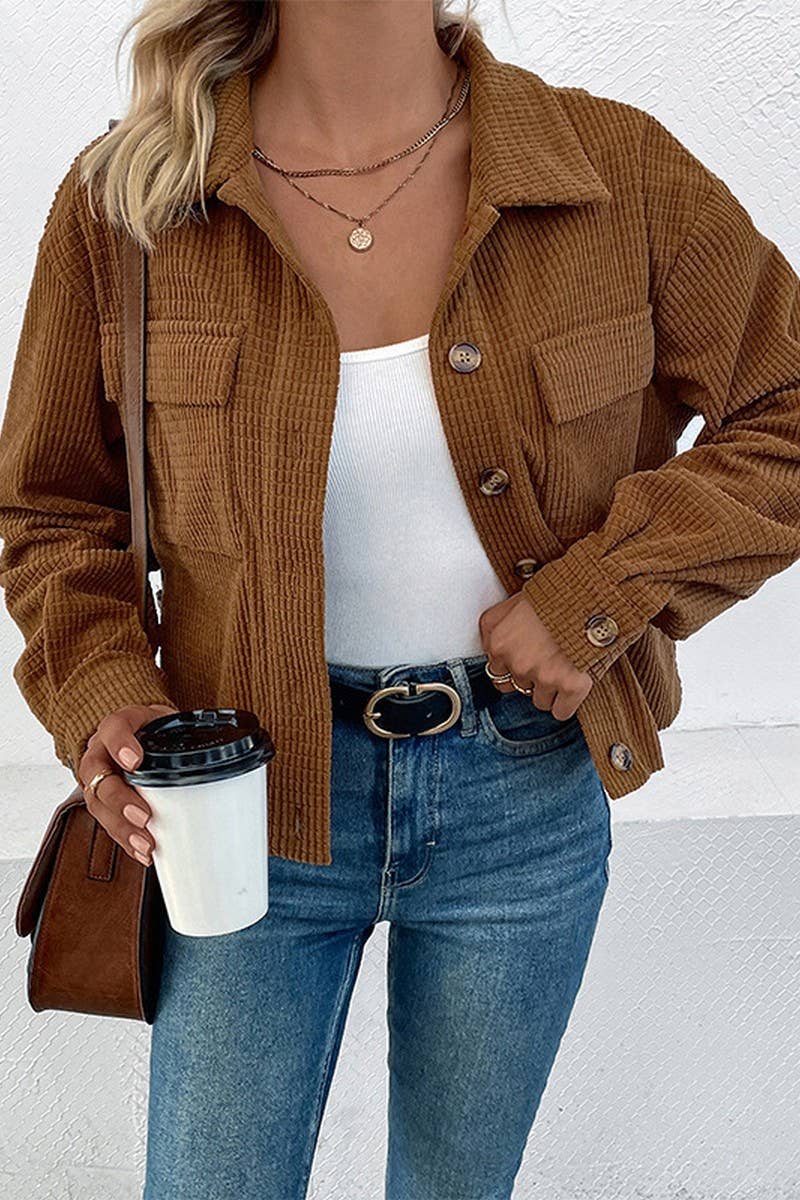 CWOJA0822_CORDUROY POCKET LAPEL JACKET CARDIGAN