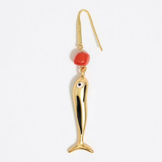 Golden Fish Retro Literary Style Long Earrings