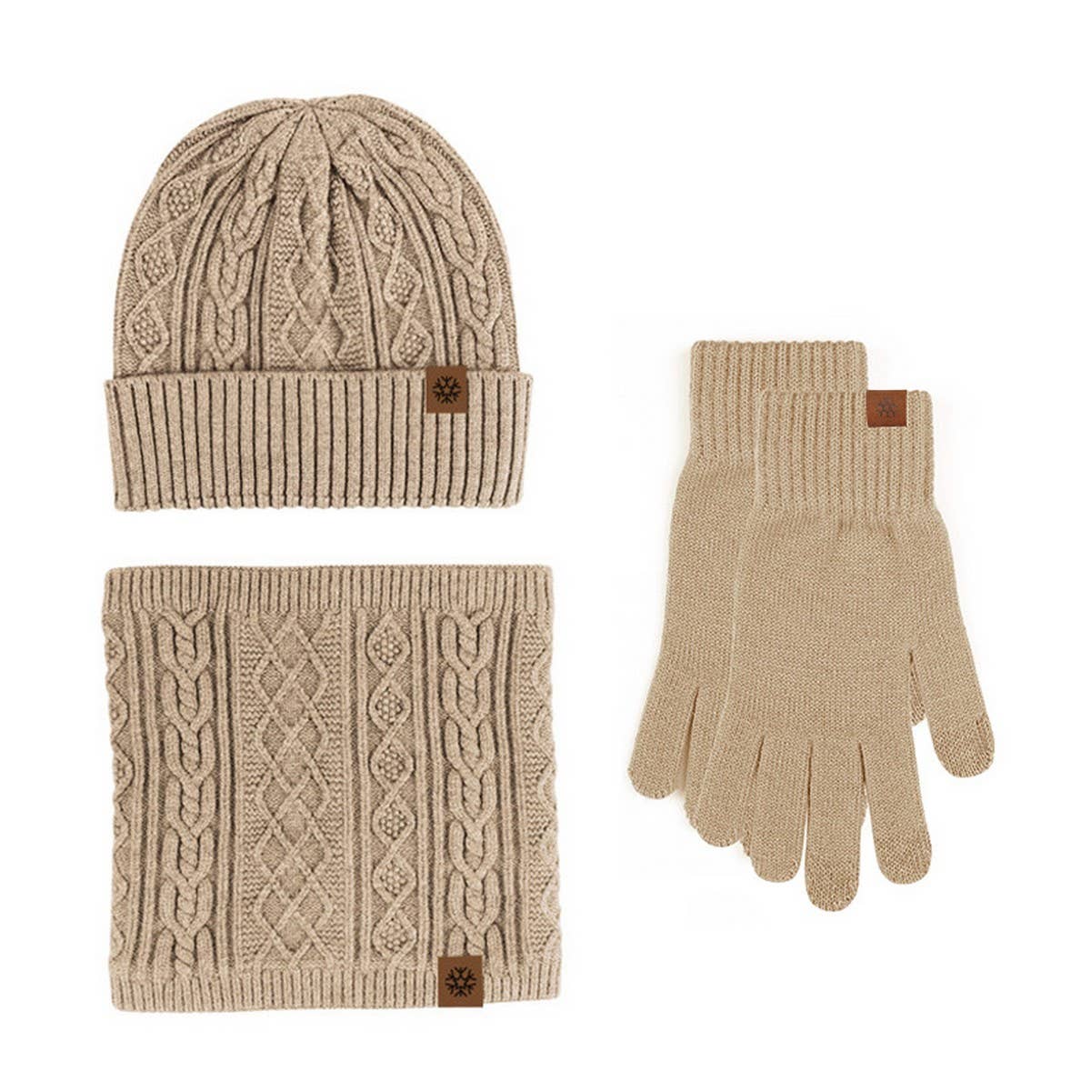 WINTER KNITTED PLUSH WARM WOOL THREE-PIECE SUIT