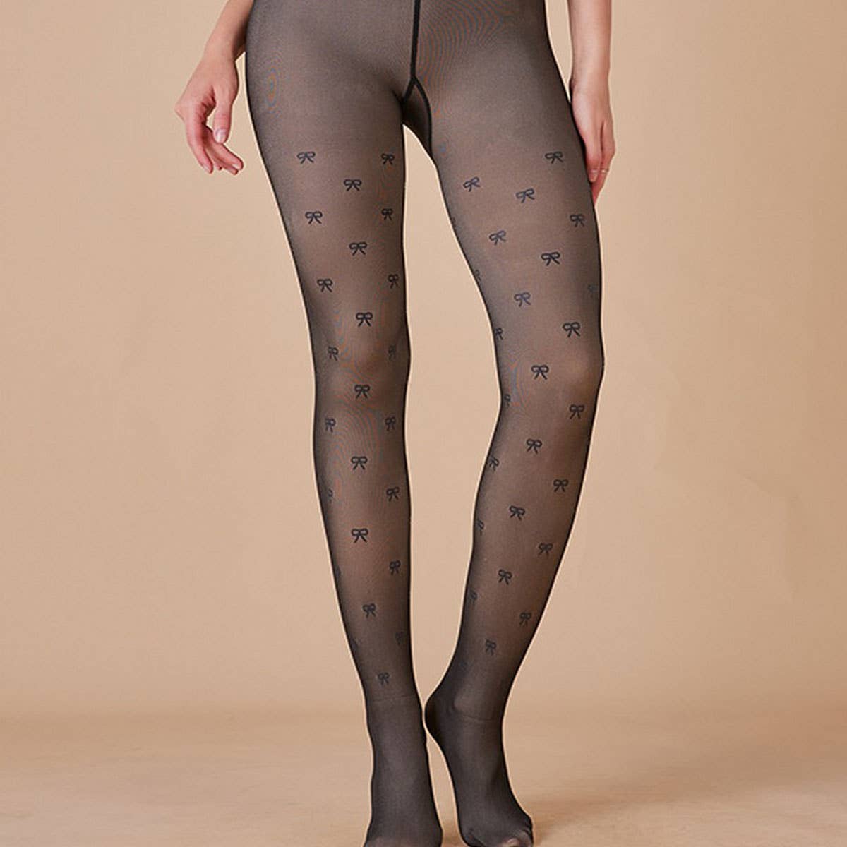 Plus Size Fleece Lined Black Sheer Leggings ??Warm_CWMM8974