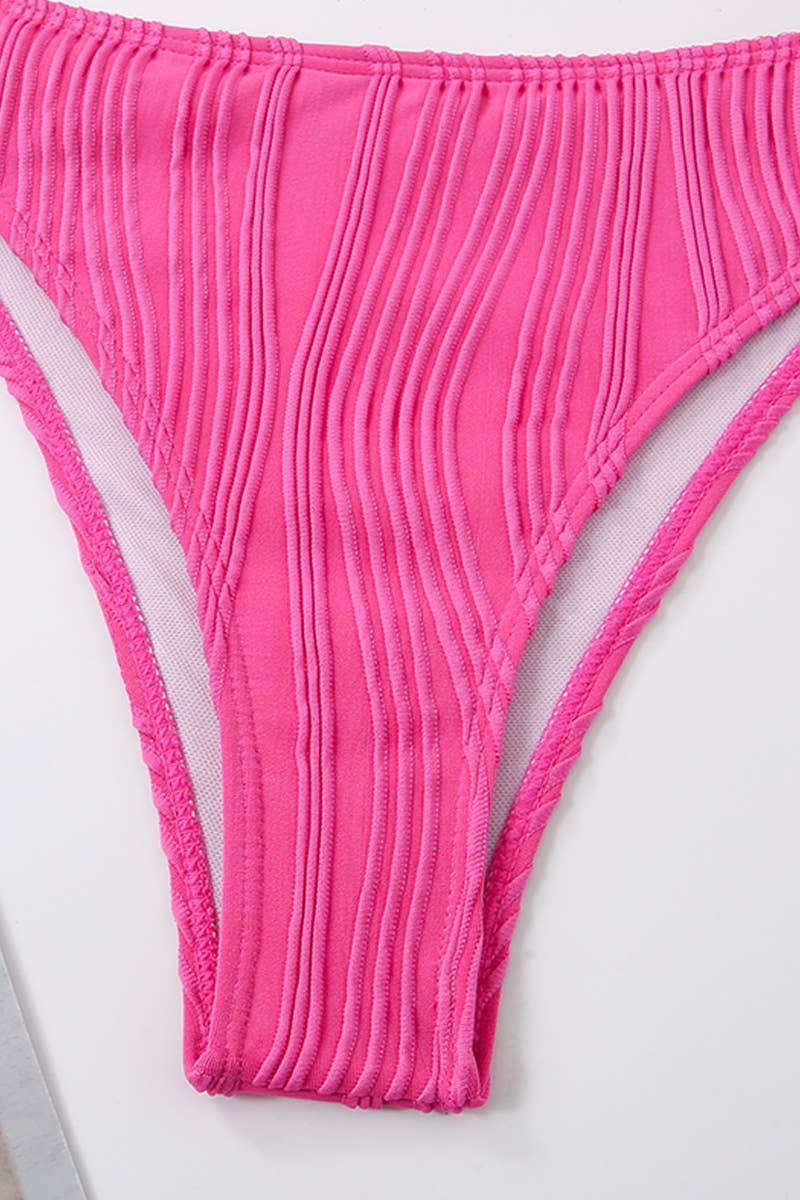 CWMW0813_WOMEN'S SPLIT JACQUARD SOLID COLOR SWIMSUIT