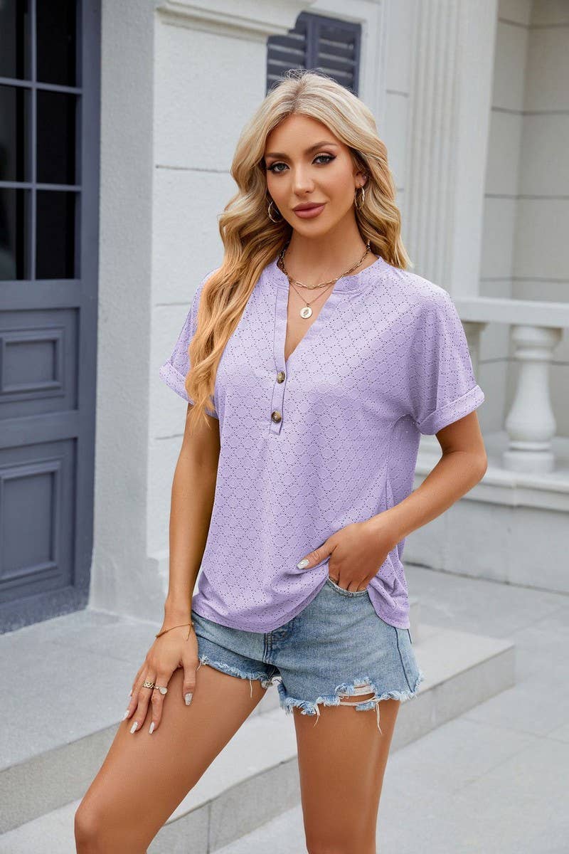 CWTTS0815_V-Neck Short Sleeve Knit Top