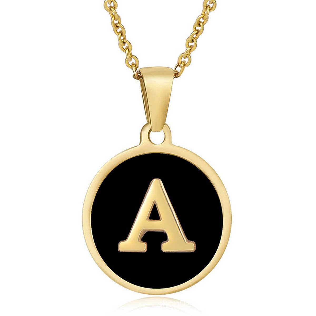 CIRCULAR SHELL ENGLISH LETTER PENDANT NECKLACE