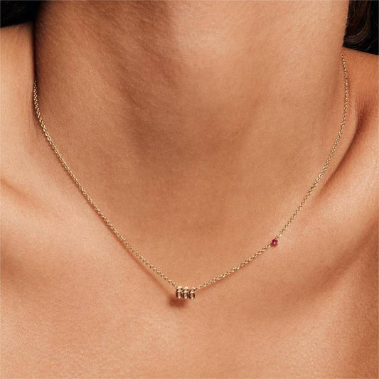 Stainless steel number rhinestone necklace_CWMM5654
