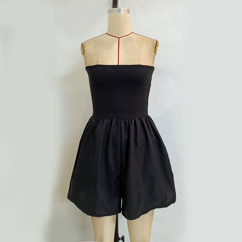 Cinched waist, solid color, slim short jumpsuit