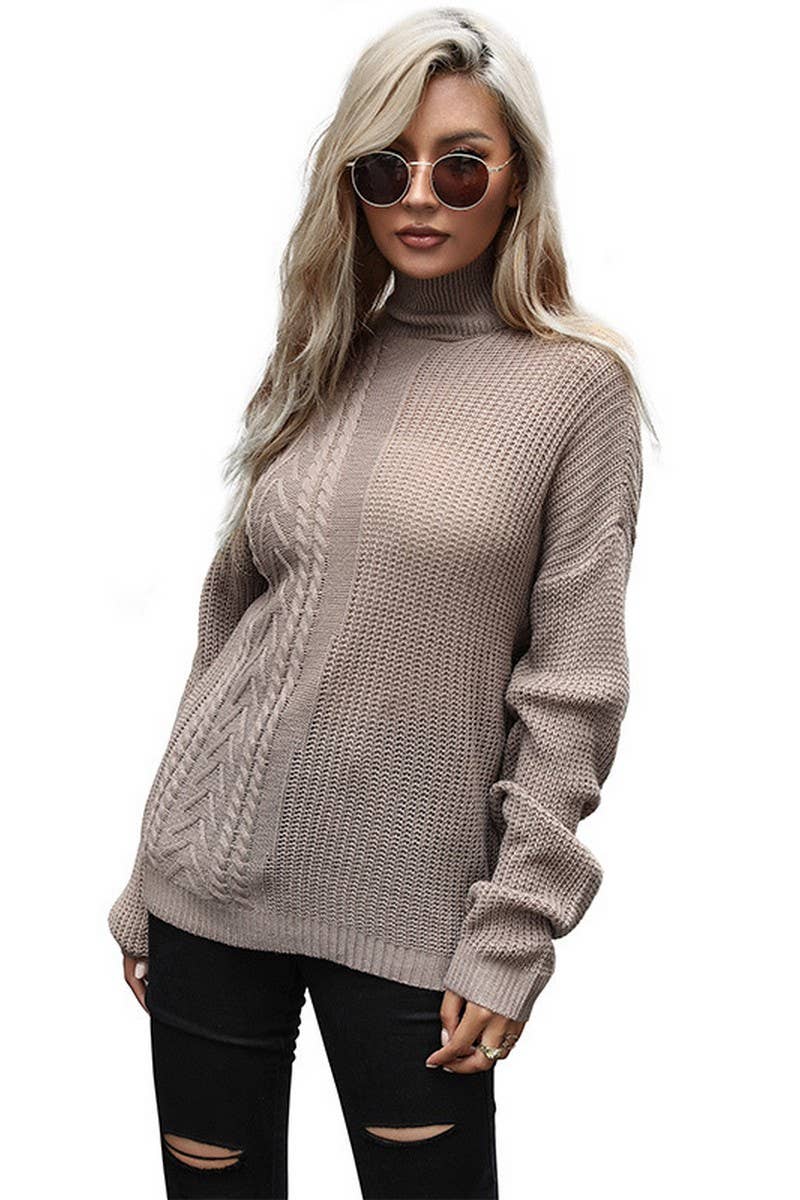 CWOSWL1621_Turtle Neck Long Sleeve Pullover Sweater