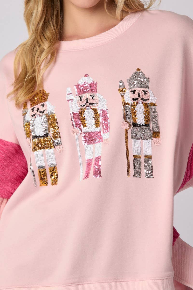 CWTBLL01267_CHRISTMAS SOLDIER SEQUIN COLORBLOCK SWEATSHIRT