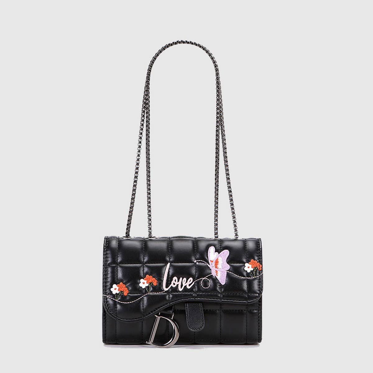 BLACK CLUTCH CHAIN CROSSBODY SHOULDER BAG_CUAB0181