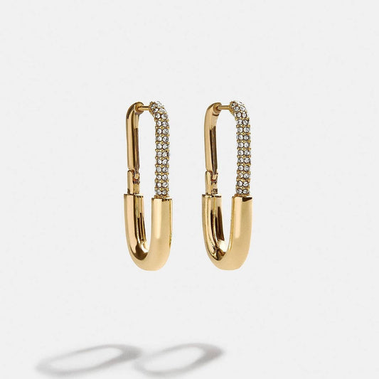 Vintage Zircon Square Round Long Gold Earrings