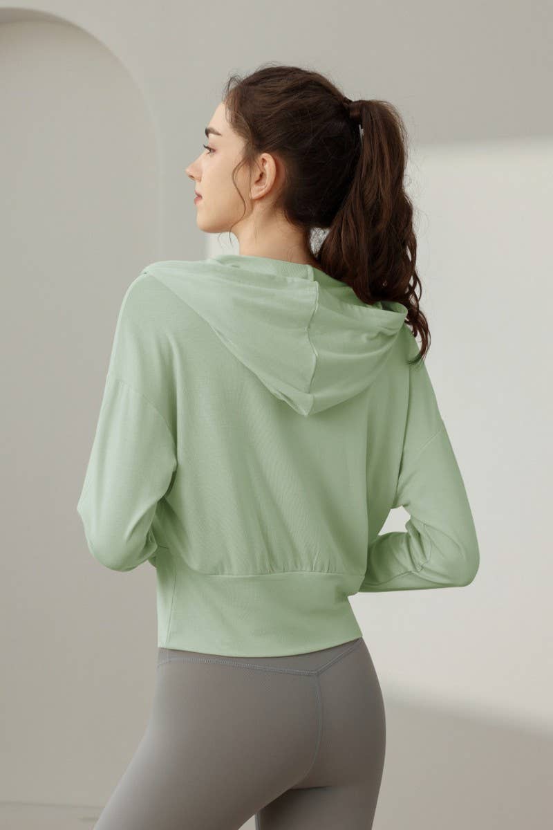 CWTBLL3629_NEW STYLE SPORTS LOOSE YOGA JACKET HOODED TOP