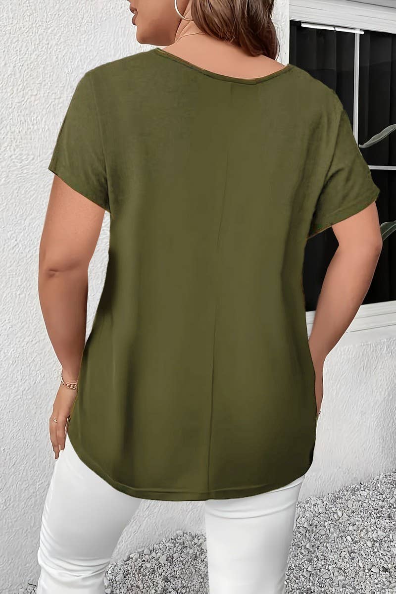 CWTBLS2188_SOLID V-NECK CRISSCROSS SHORT SLEEVE T-SHIRT