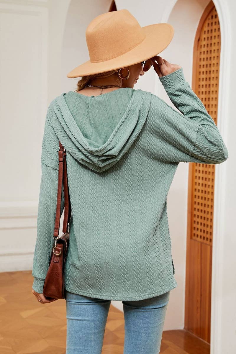 CWOHOL0984_SOLID COLOR BUTTON-UP HOODIE WITH LONG SLEEVES