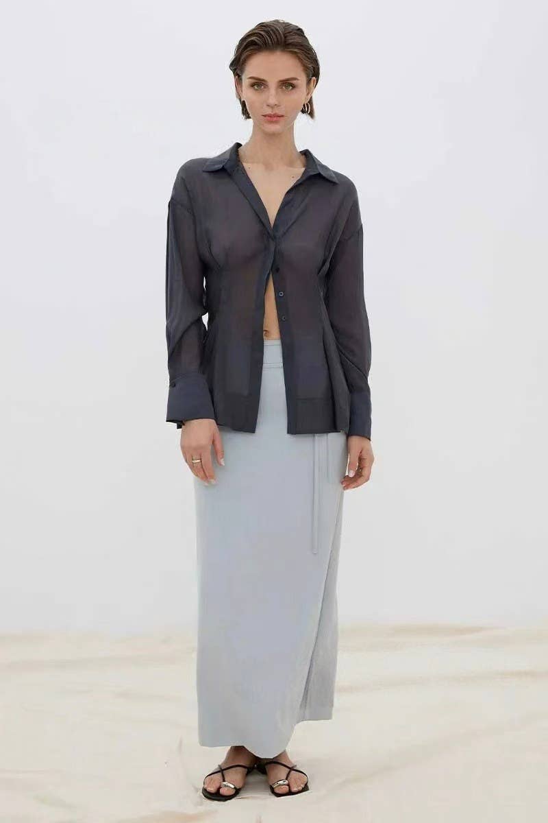 CWTSTL2882_SHEER SLIM FIT LONG SLEEVE BUTTON-UP BLOUSE