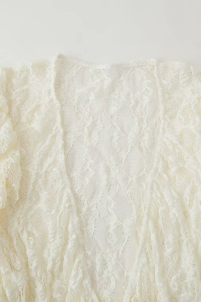 CWTTSL0361V-NECK FASHIONABLE BOW LACE TOP