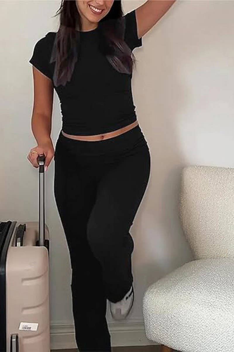 CWSTB0449_Round Neck Short Sleeve and Pants set