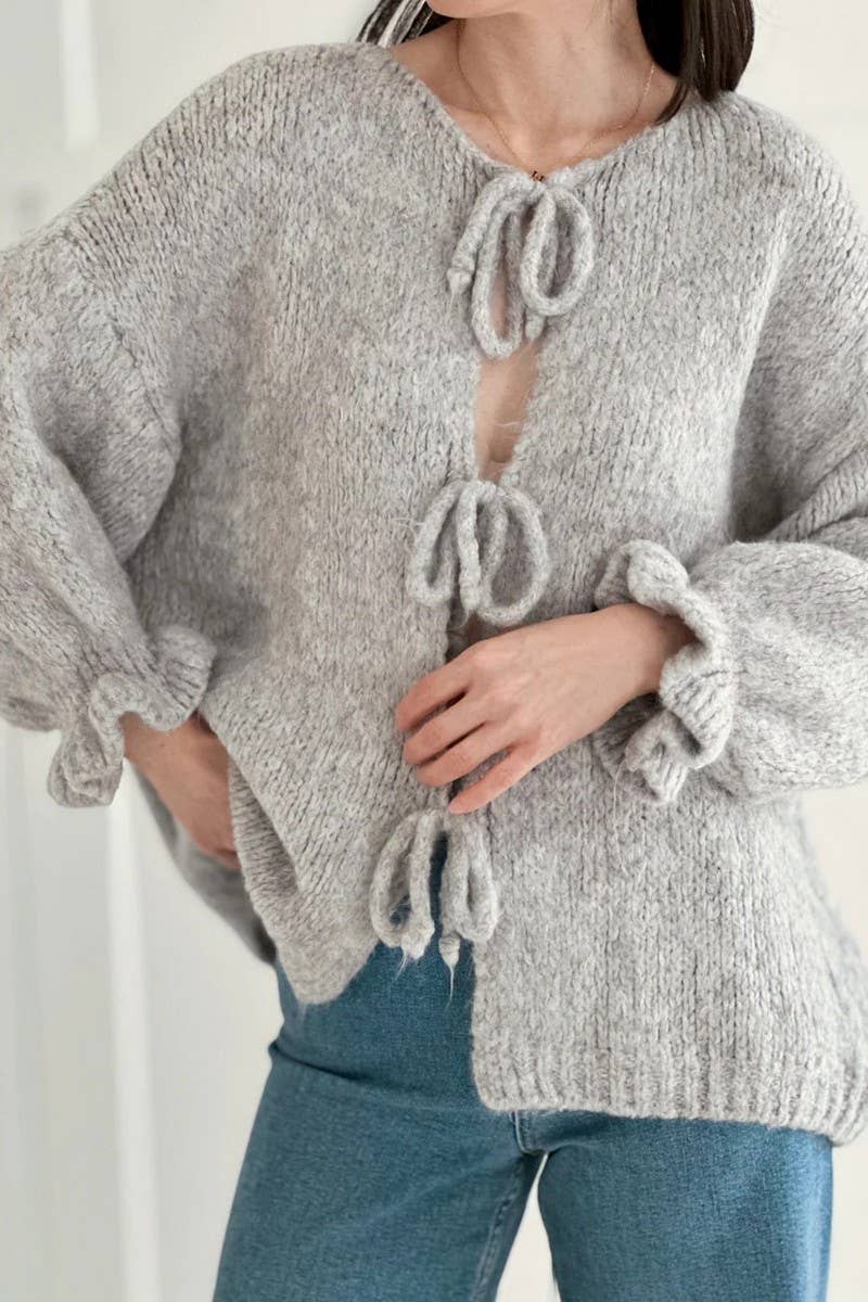 CWOSWL6748_SOLID COLOR LACE-UP PETAL CUFF KNIT TOP