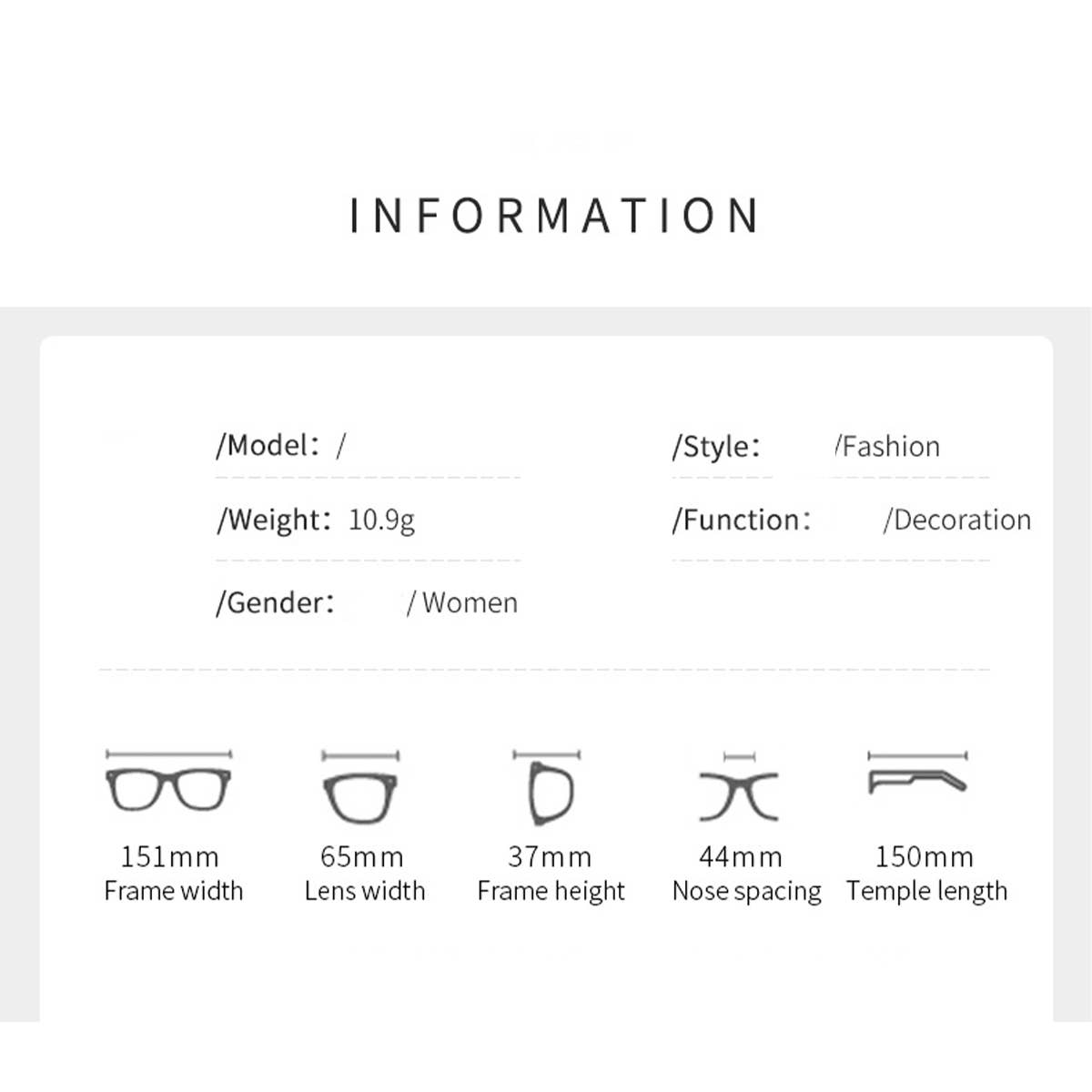 HALF RIMLESS METAL CHAIN GLASSES FRAME