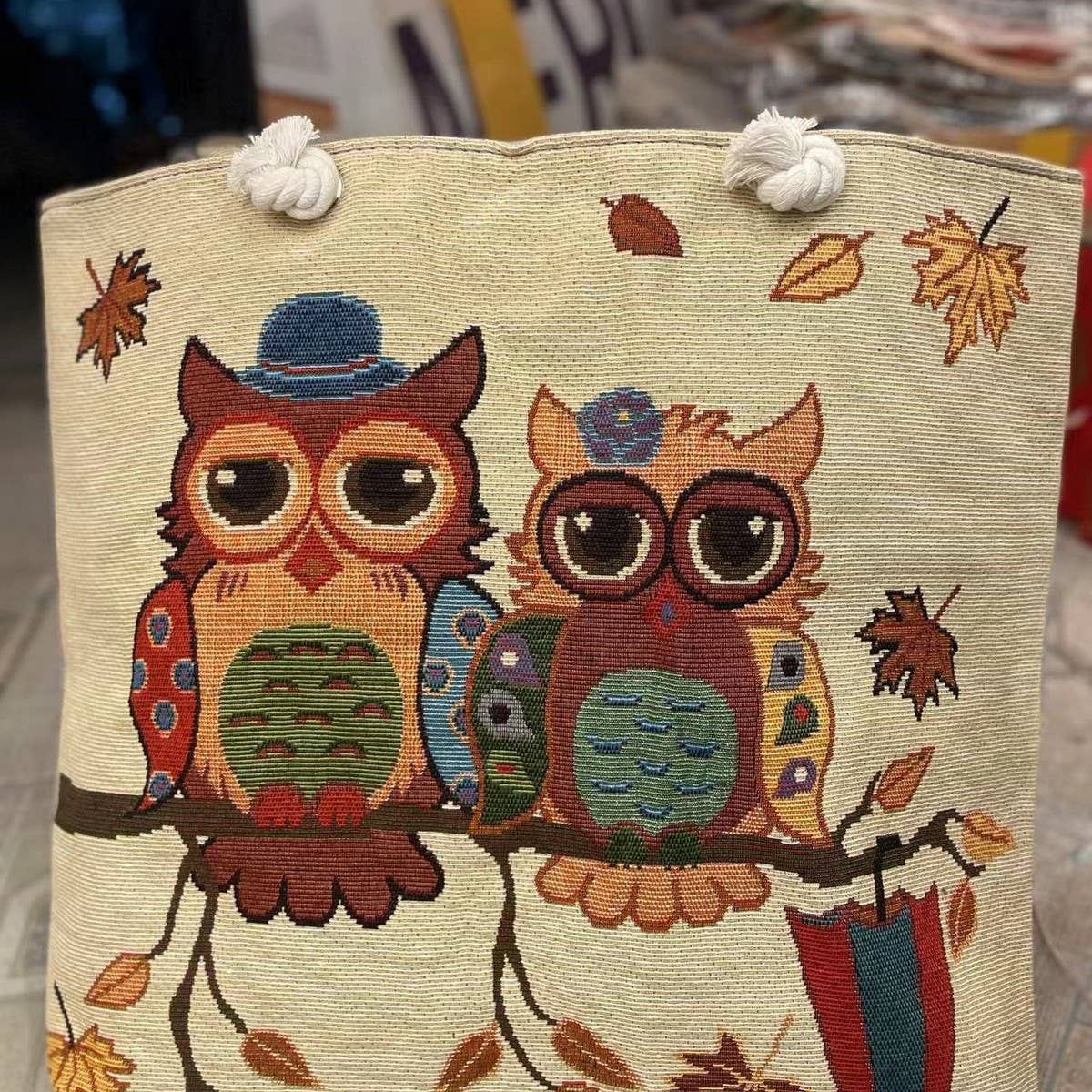 VINTAGE ANIMAL EMBROIDERED CANVAS TOTE BAG_CWAB1679