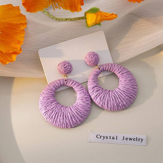 BOHEMIAN HOLIDAY STYLE ROUND COLORFUL EARRINGS_CWAJE1852