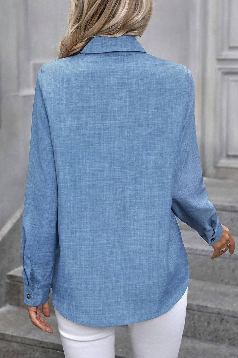 CWTTS1381_SPRING AND SUMMER SINGLE BREASTED LAPEL SHIRT