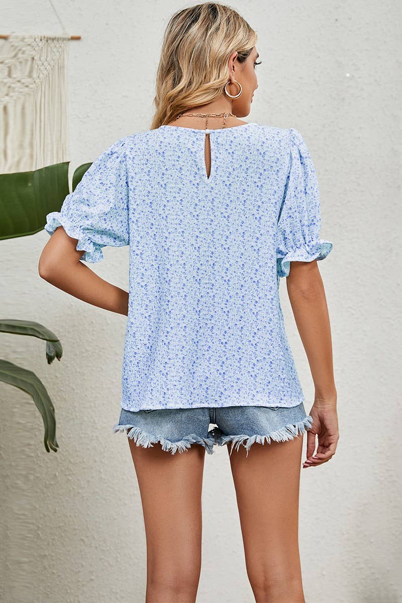 CWTSTS0365_FLORAL LOOSE ROUND NECK PULLOVER SHORTSLEEVE