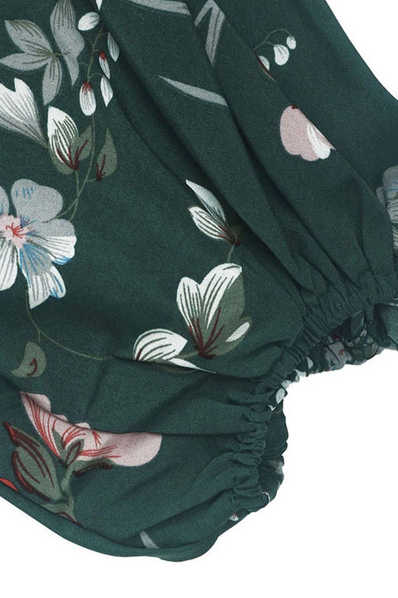 CWDMD3085_RETRO PRINT STAND COLLAR HIGH WAIST DRESS