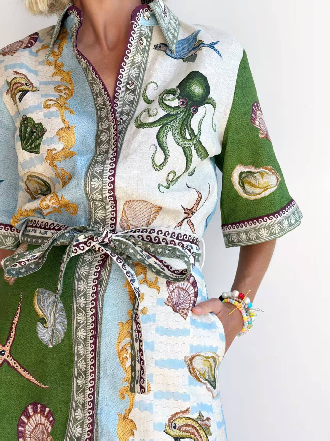 Casual fashion linen cardigan temperament dress