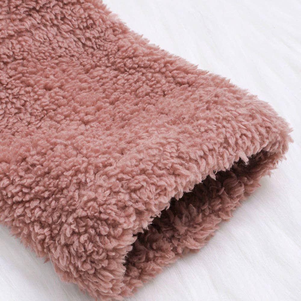 BUTTON-UP HOODED CAT EARS PLUSH SOLID COAT