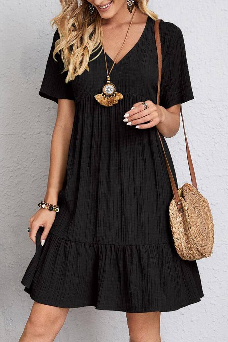 CWDSD10601_SUMMER LOOSE CASUAL SHORT-SLEEVED WAIST DRESS