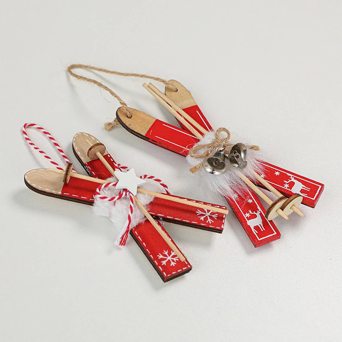 Wooden Red Sled Christmas Tree Hanging Decoration_CWMM9792