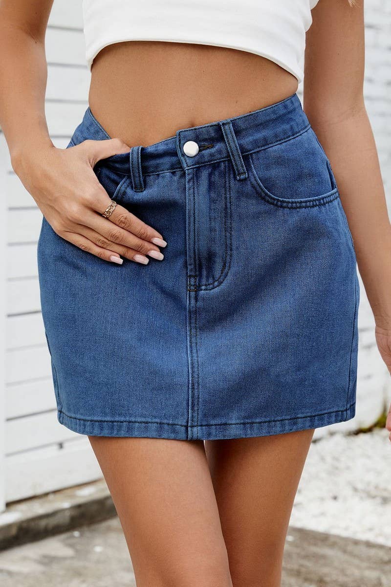 CWJSK00231_SOLID COLOR WASHED DENIM SKIRT