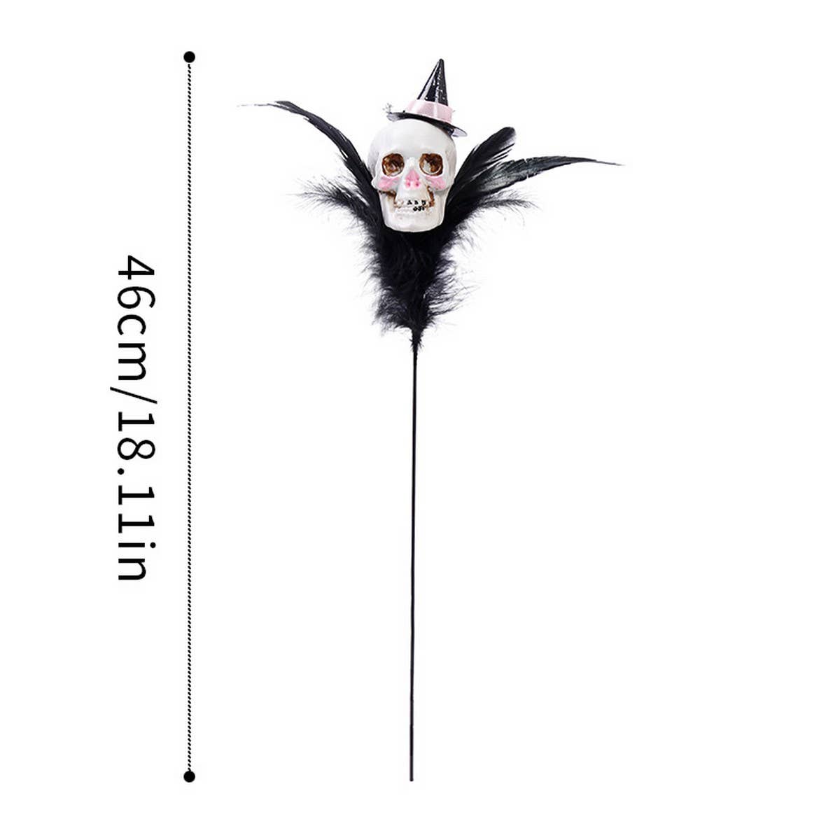 Feather Skull Pumpkin Halloween Bouquet Pick_CWMM9875
