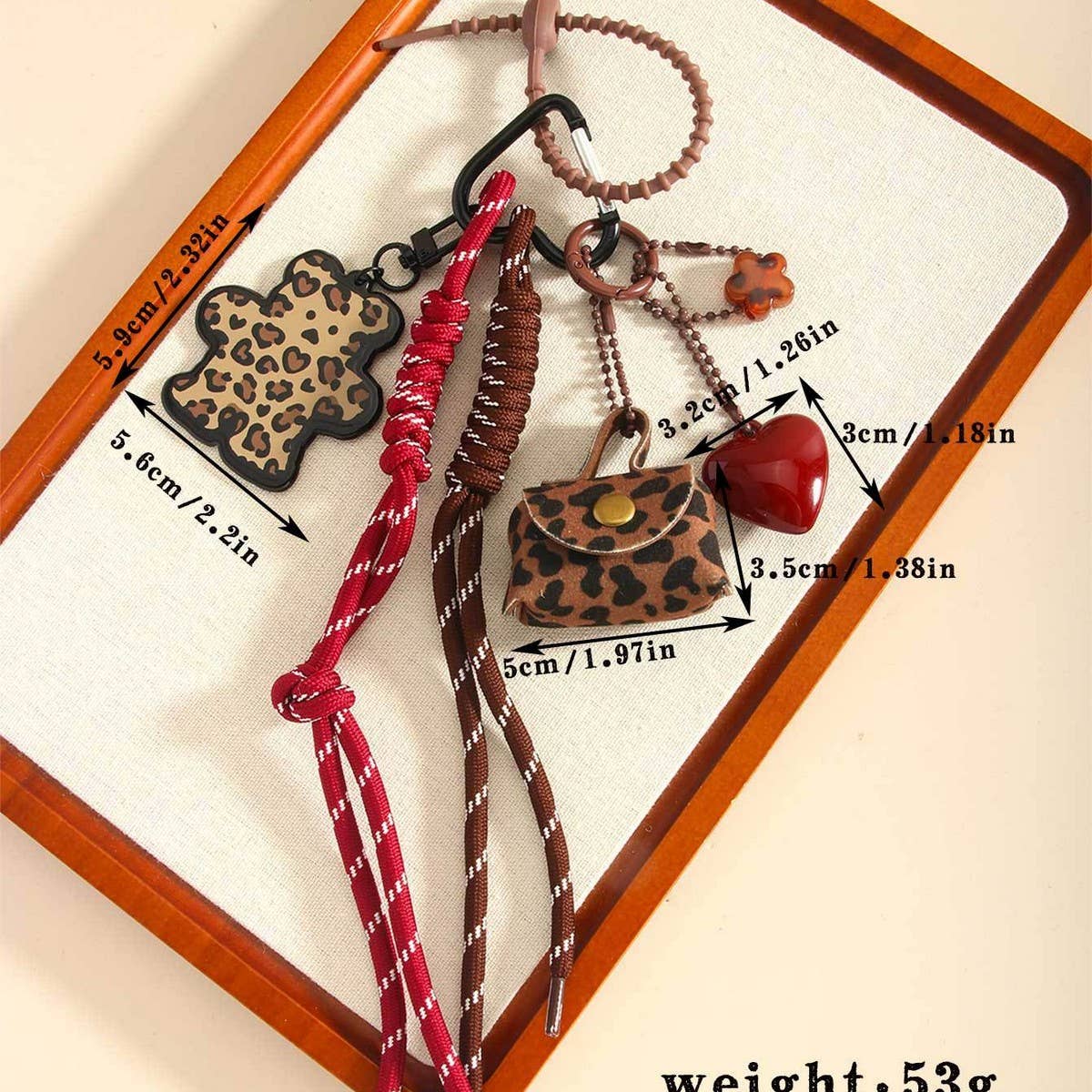 Leopard Mini Bear Charm with Heart & Keychain