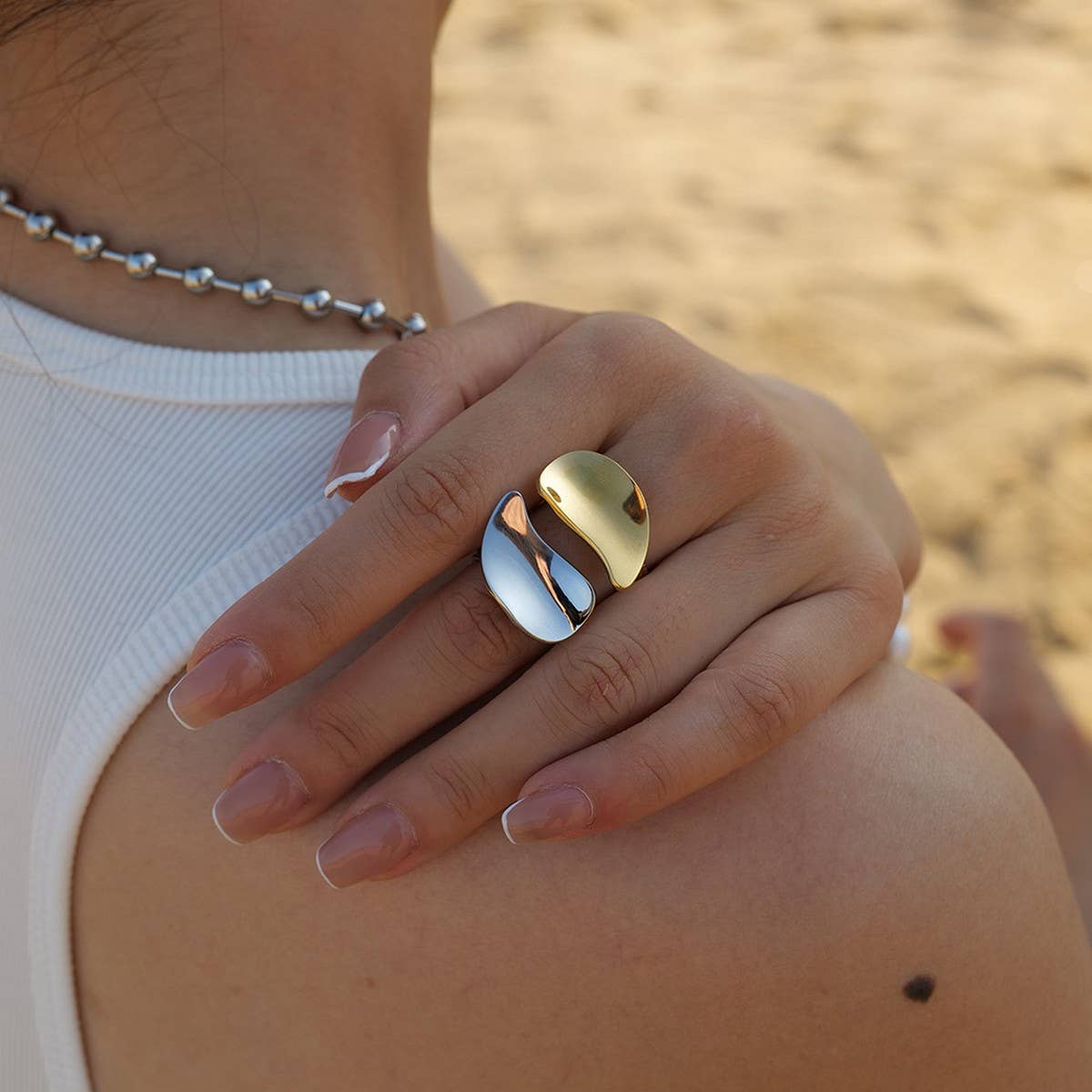 SIMPLE STAINLESS STEEL DROP-SHAPED RINGS_CWAJE1248