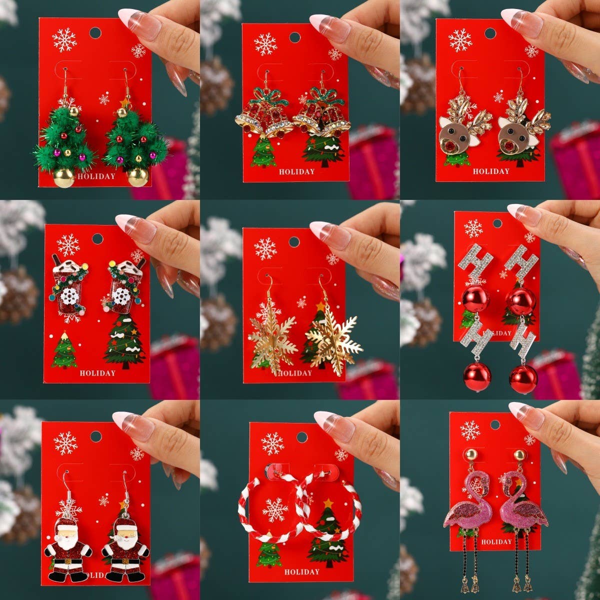 NEW CHRISTMAS CARTOON DIAMOND PENDANT EARRINGS