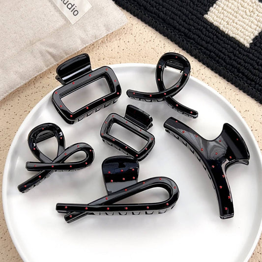 Polka dot black  elegant geometric hair clip
