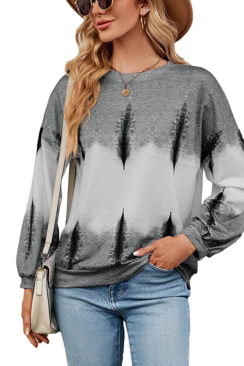 CWTBLL2414_TIE-DYE CONTRAST COLOR CREW NECK LONG SLEEVE TOP