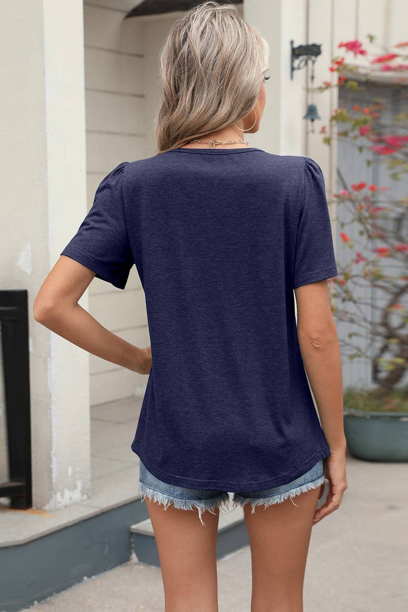 CWTBLS1697_ROUND NECK LOOSE SHORT SLEEVE T-SHIRT TOP