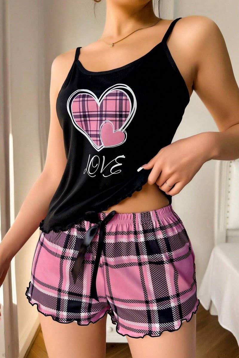 CWSPJ00473_SEXY CAMI MILK SILK PAJAMA SHORTS SET