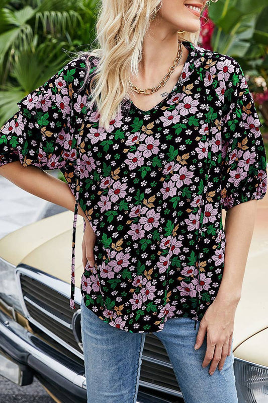 CWTTS1414_CASUAL OPEN BACK HALF SLEEVE PRINTED T-SHIRT