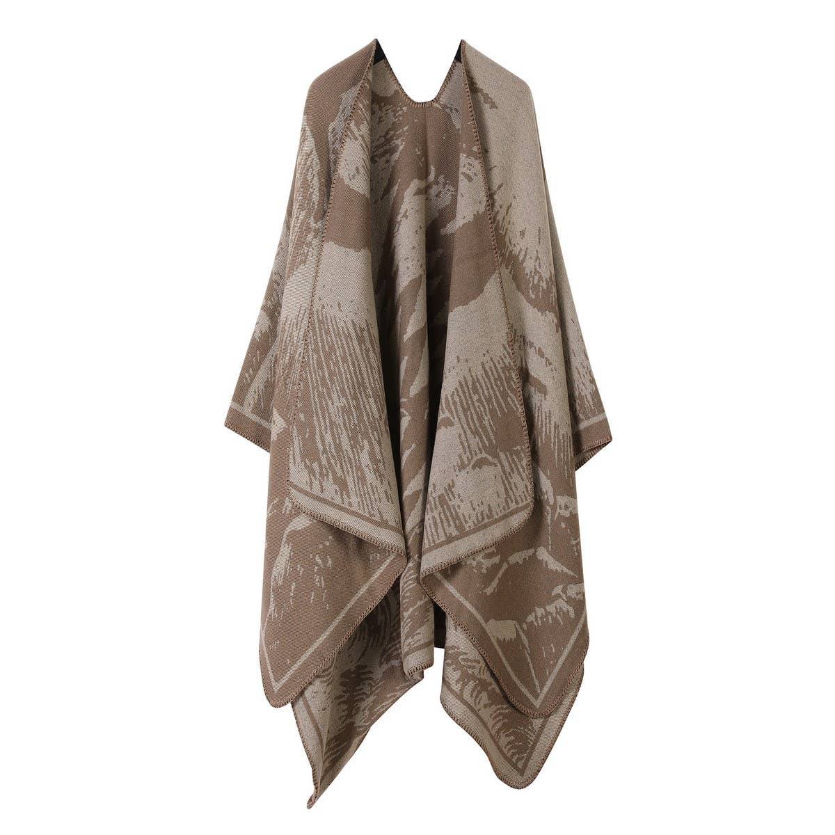FAUX CASHMERE SHAWL CAPE WARM CLOAK