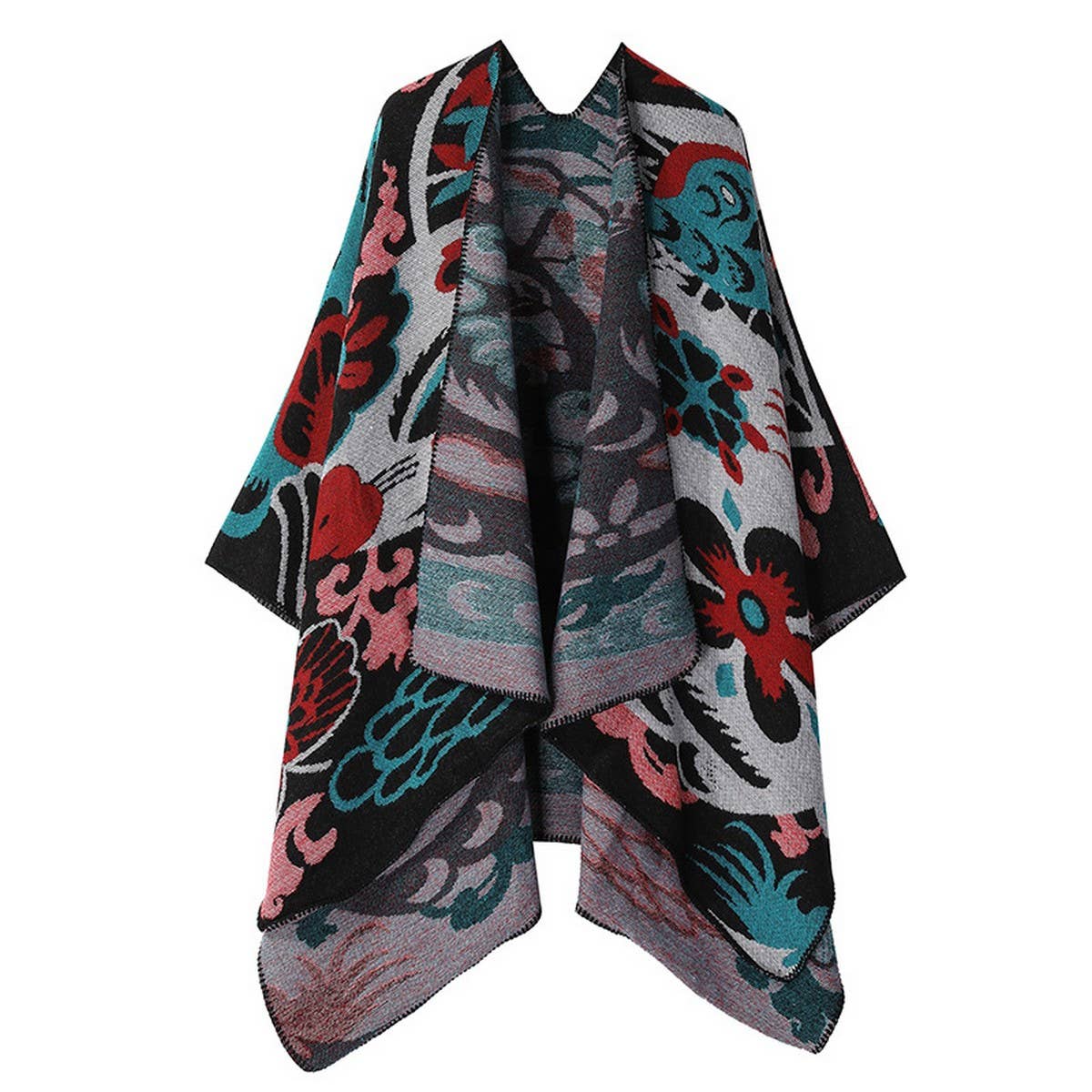THICKENED CASHMERE SHAWL AND LONG CAPE