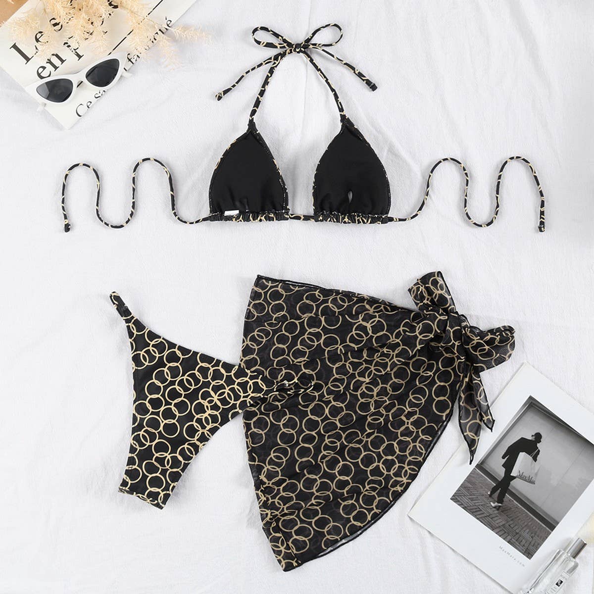 PRINTED PUSH-UP SEXY BIKINI THREE-PIECE SWIMSUIT_CWMW0727
